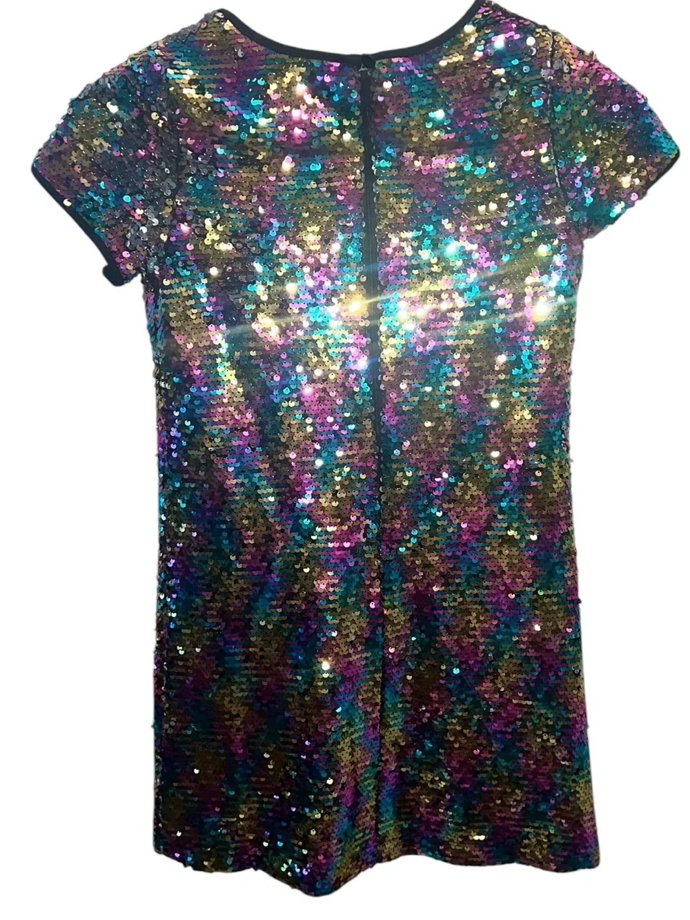 Tween Diva Rainbow Sequin Shift Dress Girls Size 8 Party Holiday Sparkle